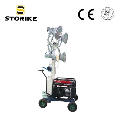 Portable Trolley 5m Telescopic Minining  Mobile Light Tower Pole Without Genset